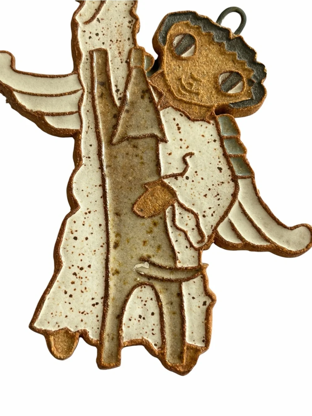 Vintage St. Andrews Abbey Angel Ornament Pottery Stoneware Angel With Dog & Bone - Picture 7 of 7